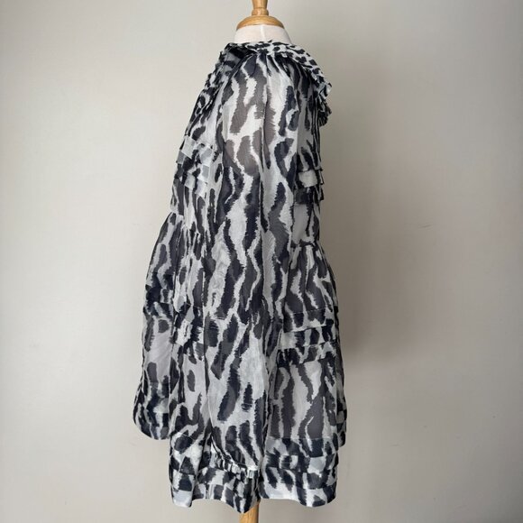 NWT Maeve Long-Sleeve Peter Pan Collared Sheer Mini Ruffled Dress - Picture 9 of 16